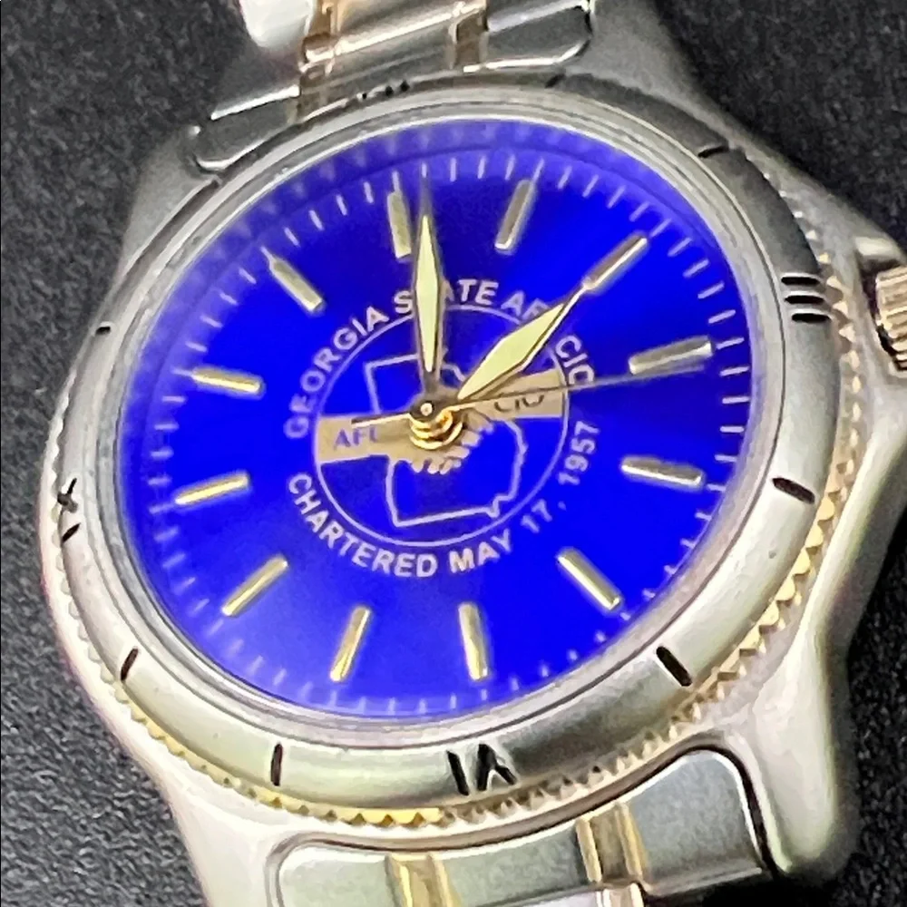 Georgia State AFL-CIO Men's Blue Dial Two-Tone Watch